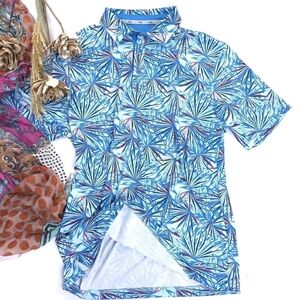 New Walter Hagen Men's Blue and White Patterned Golf Polo Shirt Sz M